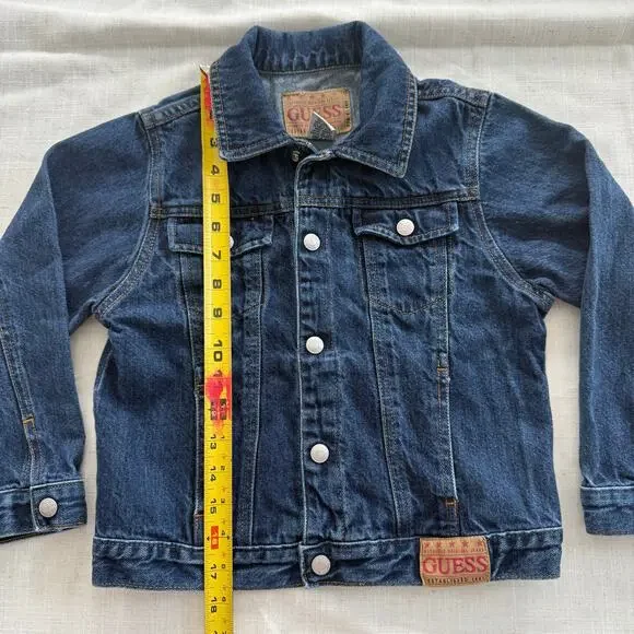 Vintage 90s Guess denim jacket youth size 7 100% cotton jean jacket - Picture 6 of 7